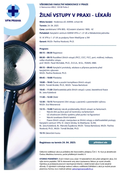 WORKSHOP - Žilní vstupy v praxi pro lékaře 24. 4. 2025 WORKSHOP - Žilní vstupy v praxi pro lékaře 24. 4. 2025